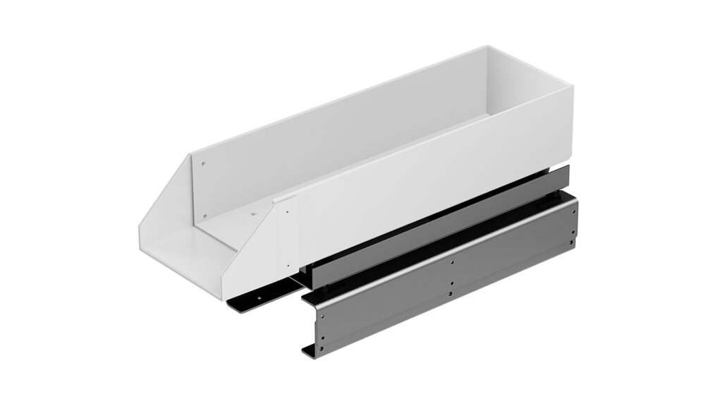 Feedall's medium vibratory hopper. An optional integrated sensor requests and regulates the exact number of parts delivered to Flex Feeders.